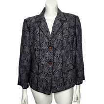 Sigrid Olsen Blazer Purple Gray Brocade Silk Wool Jacket Women&#39;s 16W 2 B... - £19.08 GBP