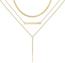 Long Gold Layered Necklaces for Women Multilayer 18k Gold Plated - £10.78 GBP