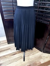 Max Studio Black Pleated Maxi Skirt Lined Pull On Small - £23.52 GBP