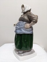 1915 Antique Denmark Bing &amp; Grondahl Fisherwoman Porcelain Figurine # 1702 Rare - £223.93 GBP