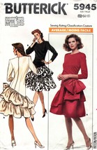 Misses&#39; DRESS Vtg 1987 Butterick Pattern 5945 Sizes 12-14-16 UNCUT - £19.98 GBP