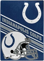 Indianapolis Colts Plush 60&quot; by 80&quot; Twin Size Slant Design Raschel Blanket - NFL - £32.55 GBP