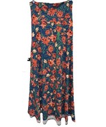 NWT LULAROE Medium Blue Coral Green Floral Knit Maxi Skirt Strapless Dress - $42.56