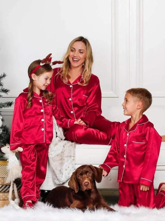 HANDMADE SILK PYJAMAS SET FOR WOMEN AND KIDS - $130.00