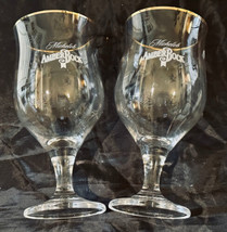 Michelob Amber Book Beer Glasses Goblets Chalices (2) Gold Trim - £25.10 GBP
