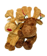 Ganz Mr &amp; Mrs Moose L. Toe Plush Brown Holiday Beanbag Stuffed Animals V... - $89.18 CAD
