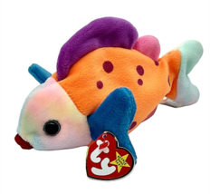 Ty Beanie Baby Lips The Fish Orange Colorful Collectible Retired Plush Vintage  - £7.56 GBP