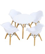 5 Piece Kids Modern Round Table Chair Set - Color: White - $275.83 CAD