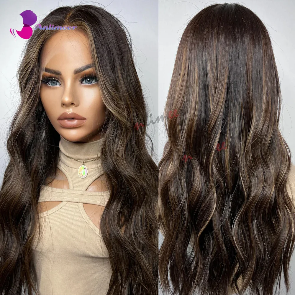 Rown highlighted body wave lace front wigs silk base wig full lace wig 200 density lace thumb200
