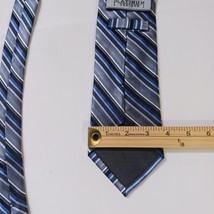 Platinum Designs Men's Tie Blue/Gray Striped 100% Silk Classic Length image 3