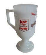 Vintage Schuss Boomer Milk Glass Pedestal Mug Hot Dr. Pepper &amp; Bacardi Rum - £6.92 GBP