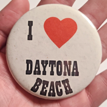 I Love Daytona Beach Florida Vintage Button Pin Pinback 2.5 in Heart Rou... - $7.95