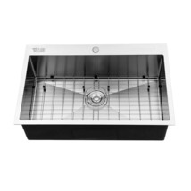 33&quot;x 22&quot;x 9&quot; Single Basin Top Mount Kitchen Sink Noise-reduce Design Lar... - $215.99