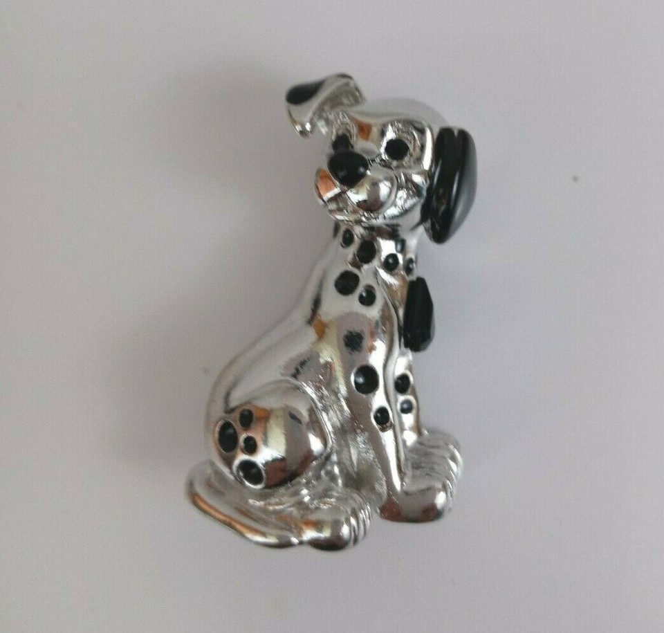 Women&#39;s Silver &amp; Black Dalmation Dog 1.75&quot; x 1&quot; Fashion Broach - $8.42