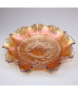 VINTAGE DUGAN MARIGOLD CARNIVAL GLASS WINDFLOWER RUFFLED RIM CANDY BOWL ... - $23.05