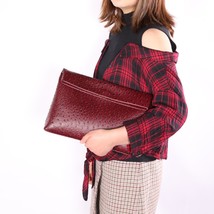 Women Loved Ostrich Pattern Leather Bags Ins Hot Sale Handbag  Pouch Clutches La - £88.27 GBP