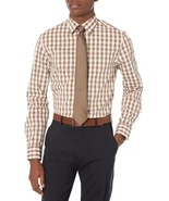 MSRP $65 Nick Graham Men&#39;s Gingham Shirt/Tie Set, Brown, 2XL (18-18.5, 3... - $37.62