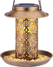 Solar Bird Feeder for Outdoors Hanging, Metal Wild Bird Feeder for Cardi... - $23.75