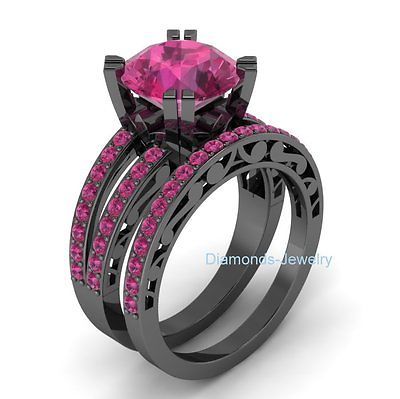 3.20 Ct Pink Round Cut 925 Sterling Silver Engagement Wedding Bridal Ring Set - $120.00