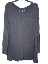 Torrid Women&#39;s Top Tunic Scoop Neck Lace Up Back Slouchy Long Sleeve Gray Size 2 - £17.15 GBP