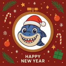 A happy shark in a Christmas hat - Cross-stitch pattern, Instant download - $5.00
