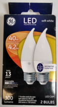 GE LED Soft White 40W 4.2W 300 Lumens 2 Bulbs New Frosted Finish Dimmable - £7.83 GBP