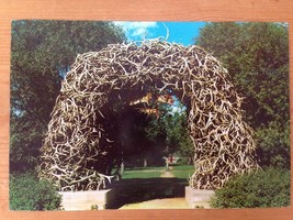 Vintage 50s Elk Horn Antlers Arch Jackson Hole WY Yellowstone Postcard Unposted - £19.66 GBP