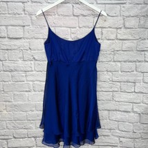 Vintage Kay Unger Evening Babydoll Dress Y2K Metallic Blue Size 8 Sleeveless - £62.24 GBP