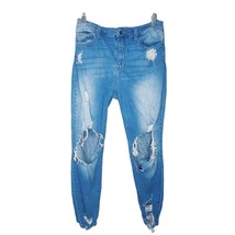 Fashion Nova Junior Size 9 Light Wash Denim Stretchy Distressed Skinny J... - $218.74 MXN