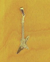 14 k yellow gold guitar pendant, gift for musician, guitar lovers gift - £192.10 GBP