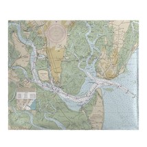 Betsy Drake St Simons Sound, GA Nautical Map Fleece Throw - £54.50 GBP