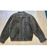 Men’s Suede Leather Bomber Jacket Coat Dark Brown Zip 48” Chest Large Go... - $1,411.25 MXN