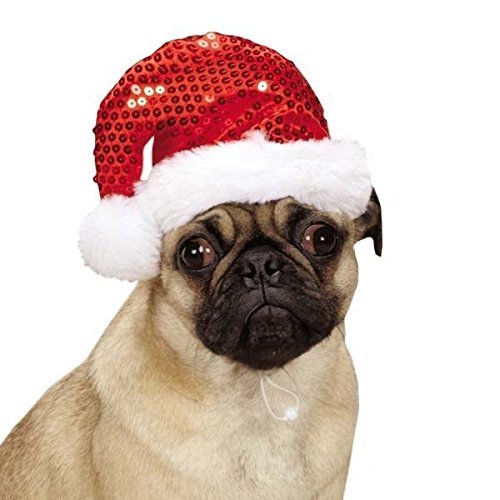 Red Sequin Santa Hats for Dogs Christmas Holiday Spirit Sequins Dog Hat ... - $16.05