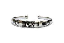 Tribal Fusion Bracelet, Silver Engraved Cuff Bangle for Her, Native American  - £17.39 GBP