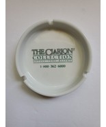 Cigarette Ashtray 4.5&quot; Round Three Slots White Glass Clarion Hotel Promo - £16.54 GBP