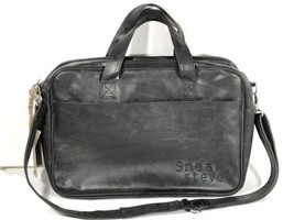 Sneaky Steve Black Faux Leathery Laptop Shoulder Bag - £54.75 GBP