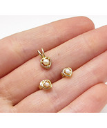 Gold Over 925 Silver - Faux Pearl Love Heart Pendant &amp; Earrings Set - TR... - $30.50 CAD