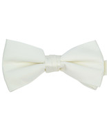 Boy&#39;s 1.5&quot; Poly Satin Banded Bow Ties - Off White - £5.44 GBP