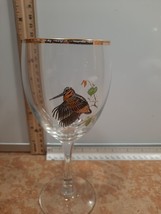 Vintage Wine Glass,  Woodcock,  Gold Ring. Rubbing Off - $8.89