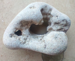 Light Gray Natural Wicca Strange Holey Holy Stone &amp; 4 holes from Israel #2 - £2.13 GBP
