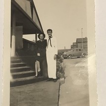 vtg 1950s Navy Man &amp; Woman Legs Couple Found Photograph Black And White Military - £6.35 GBP