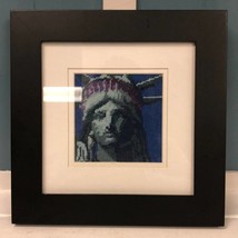 STATUE OF LIBERTY Black Framed with Matting  Needlepoint 11” black frame - $35.64