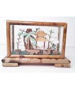 Vintage Chinese Cork Diorama Pagoda and Crain&#39;s IN Bamboo Glass Packagin... - £22.52 GBP
