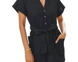 In February Ava Linen Blend Romper Black - $57.00
