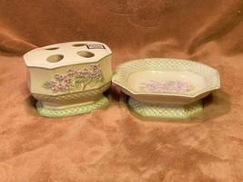 Croscill Porcelain Bathroom Accessories- Rare, HTF Violets Pattern- NEW - £13.40 GBP