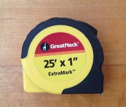 Great Neck Extra Mark Tape Measure 25 X 1 with Rubber Grip/Belt Hook Feet/Inches - $9.89