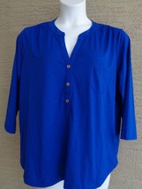  Womens Rafaella slub textured 3/4 sleeve  top/blouse $58. msrp Sapphire S - £11.07 GBP
