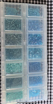 Blue &amp; Turquoise Glass beads in craft mates storage case #7 - £15.94 GBP