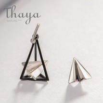 Thaya Paper Airplane Earrings Triangular s925 Silver Ear Stud for Women Simple E - £17.87 GBP