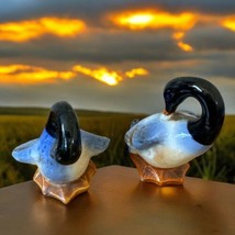 Vintage Pair Of Occupied Japan 2” Blue Swan Figurines Late 1940s Set - €20,04 EUR